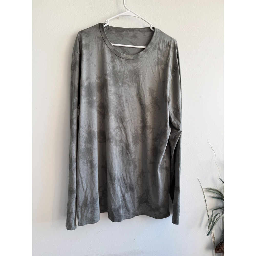 Lululemon The Fundamental mens Long Sleeve Grey Tie Dye‎ Cloud Wash Crew Neck